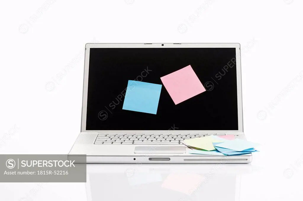 Adhesive labels on notebook screen