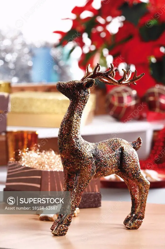 Christmas decoration, elk figurine on table