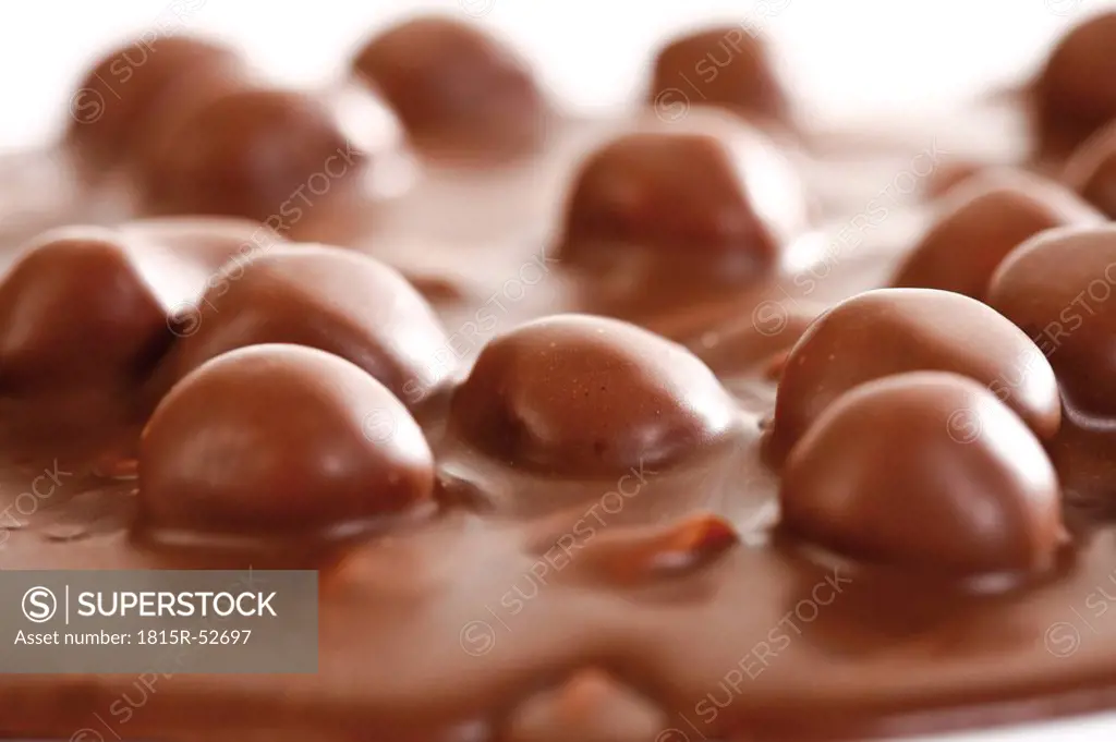Chocolate with hazelnuts, close_up