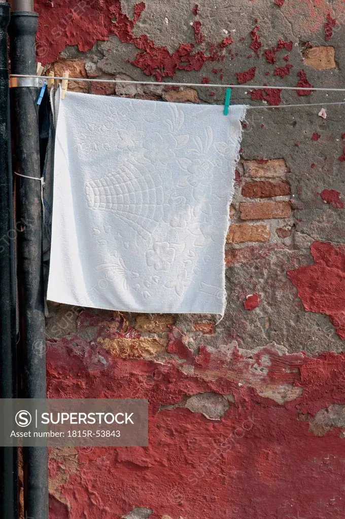 Italy, Venice, Towel on clothesline