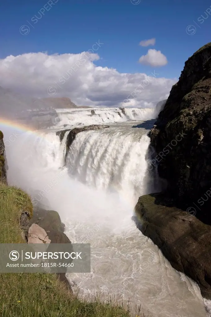 Iceland, Waterfall and rainbow