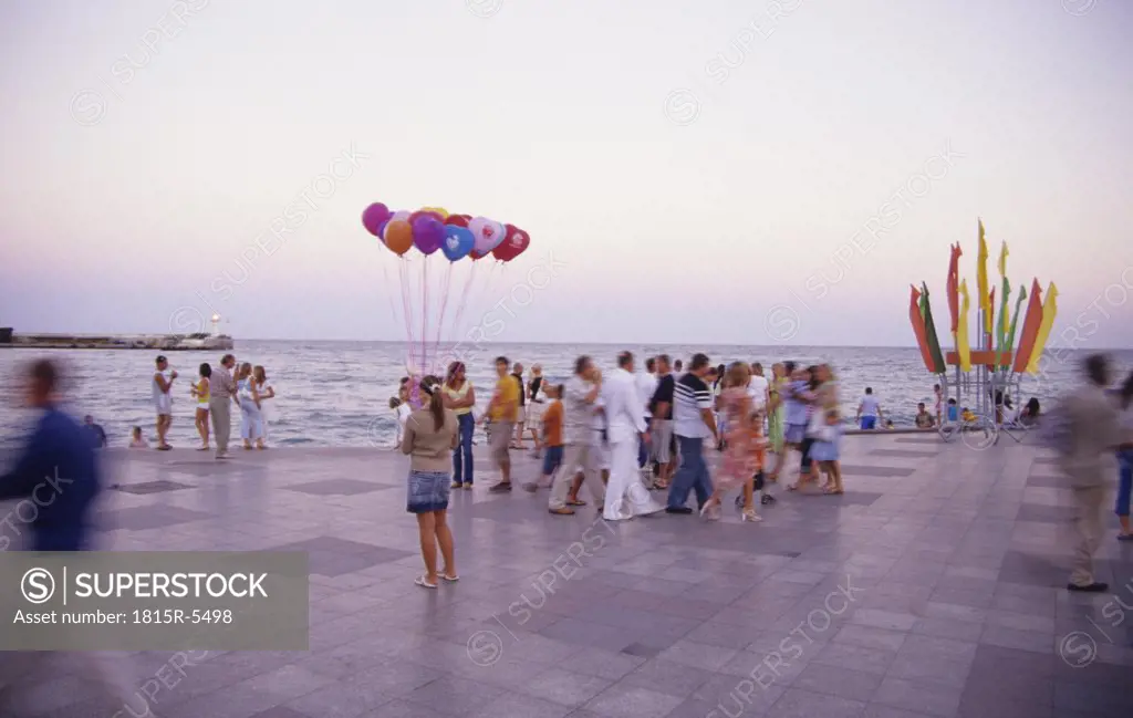 Ukraine, Yalta, people at beach