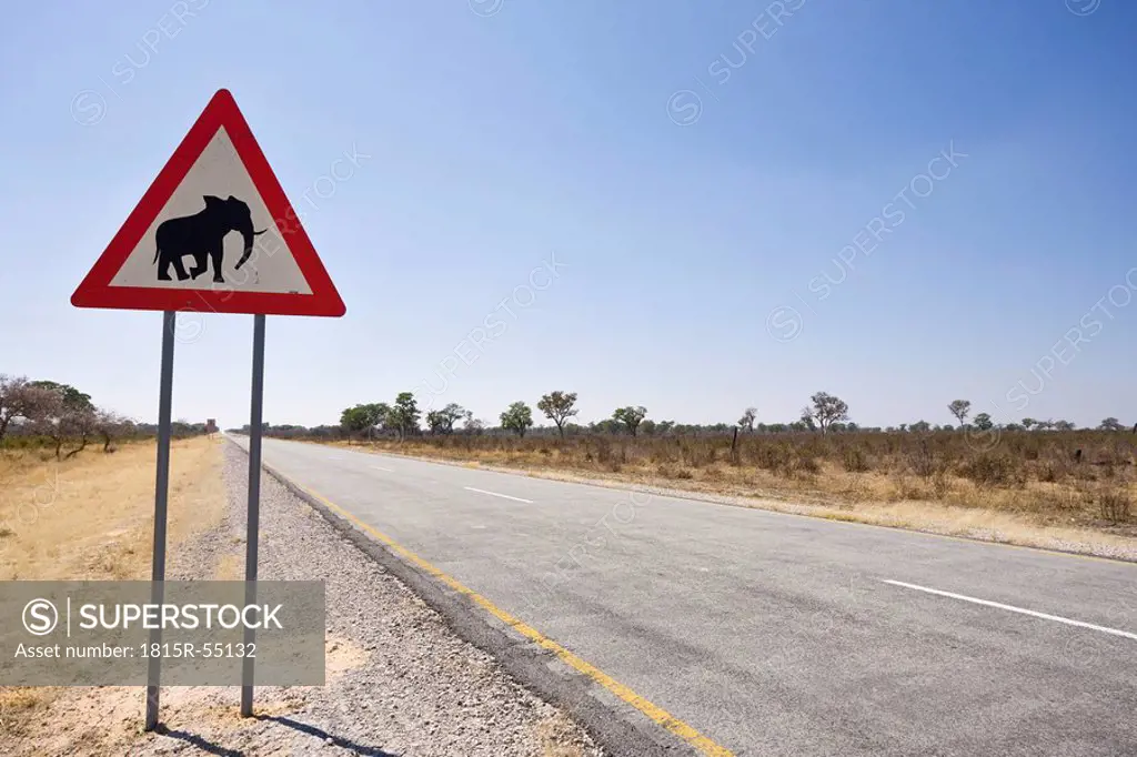 Africa, Namibia, Elephant Crossing Sign