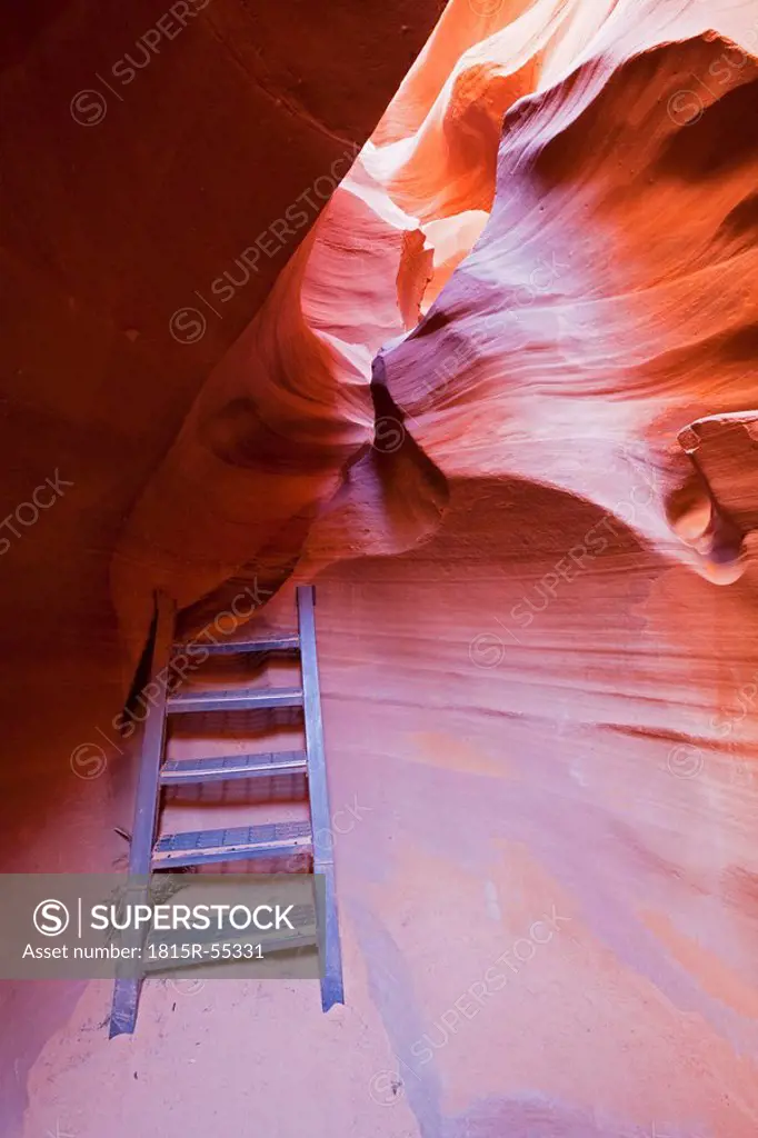 USA, Arizona, Lower Antelope Canyon, Sandstone walls, Ladder