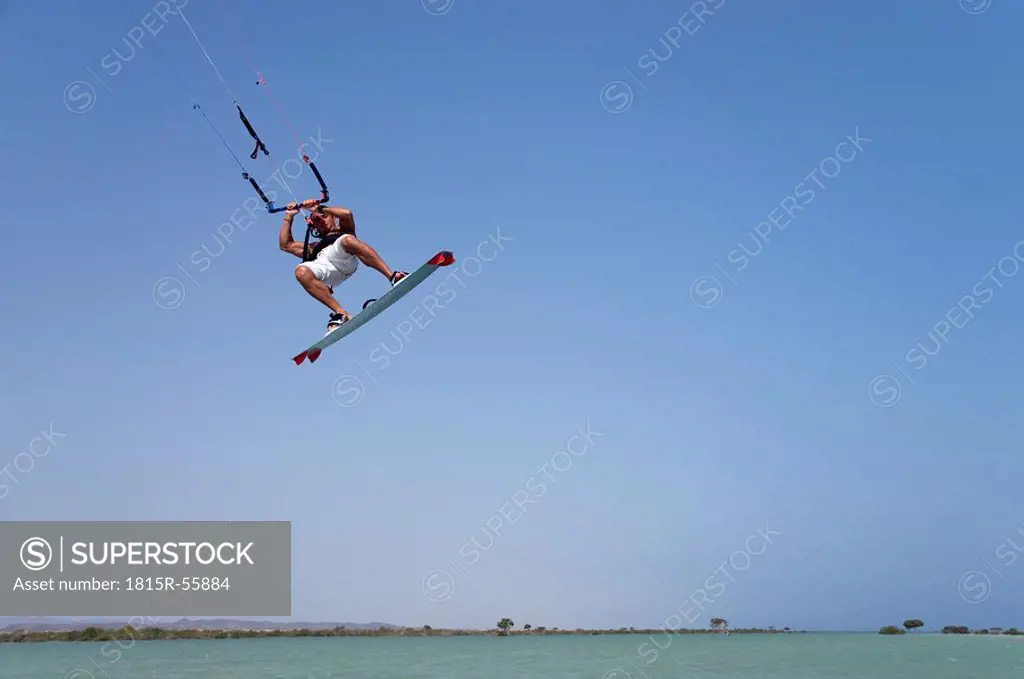 Egypt, The Red Sea, Kitesurfer in midair