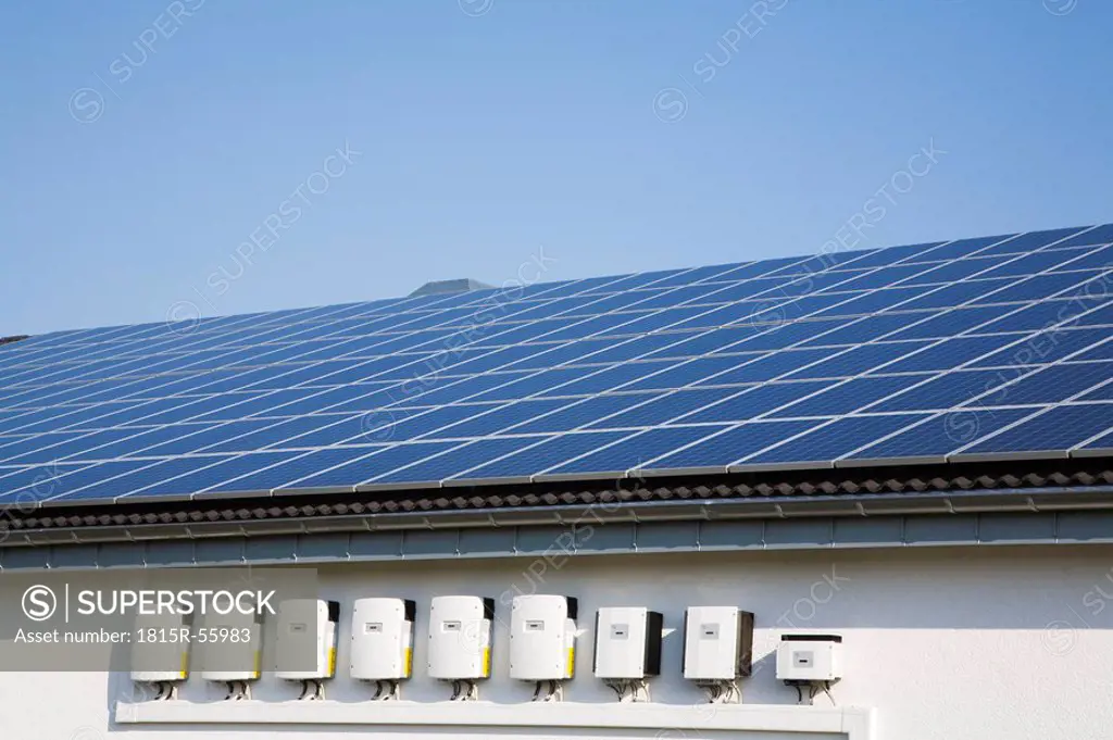 Germany, Cologne, Solar cells on roof