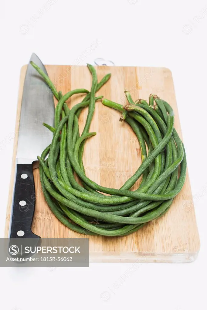 Asparagus beans on chopping board