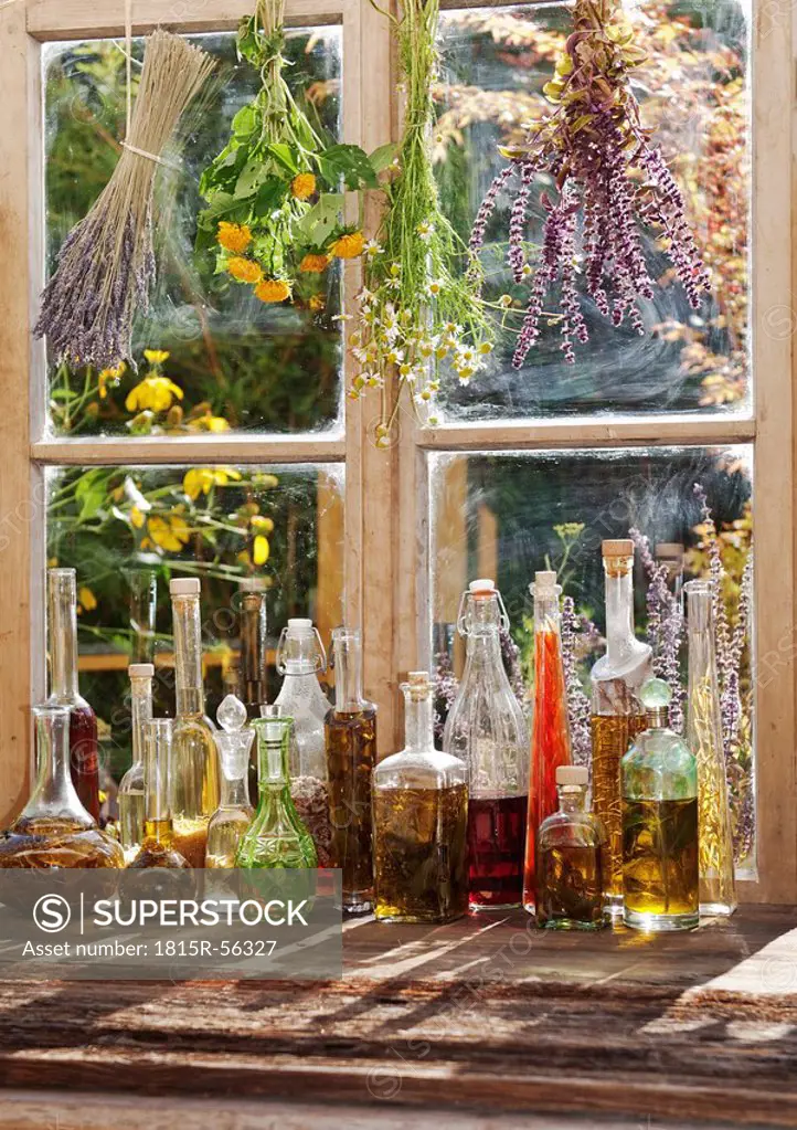 Austria, Salzburger Land, Altenmarkt,window with herbs and spices