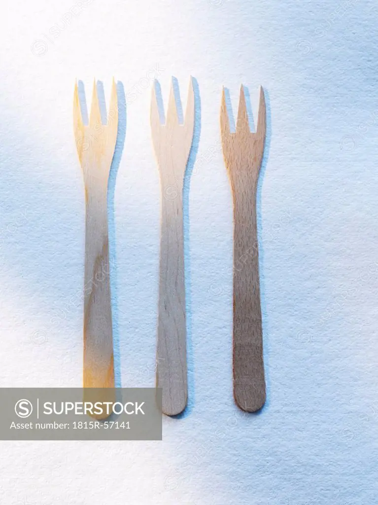 Wooden forks, elevated view