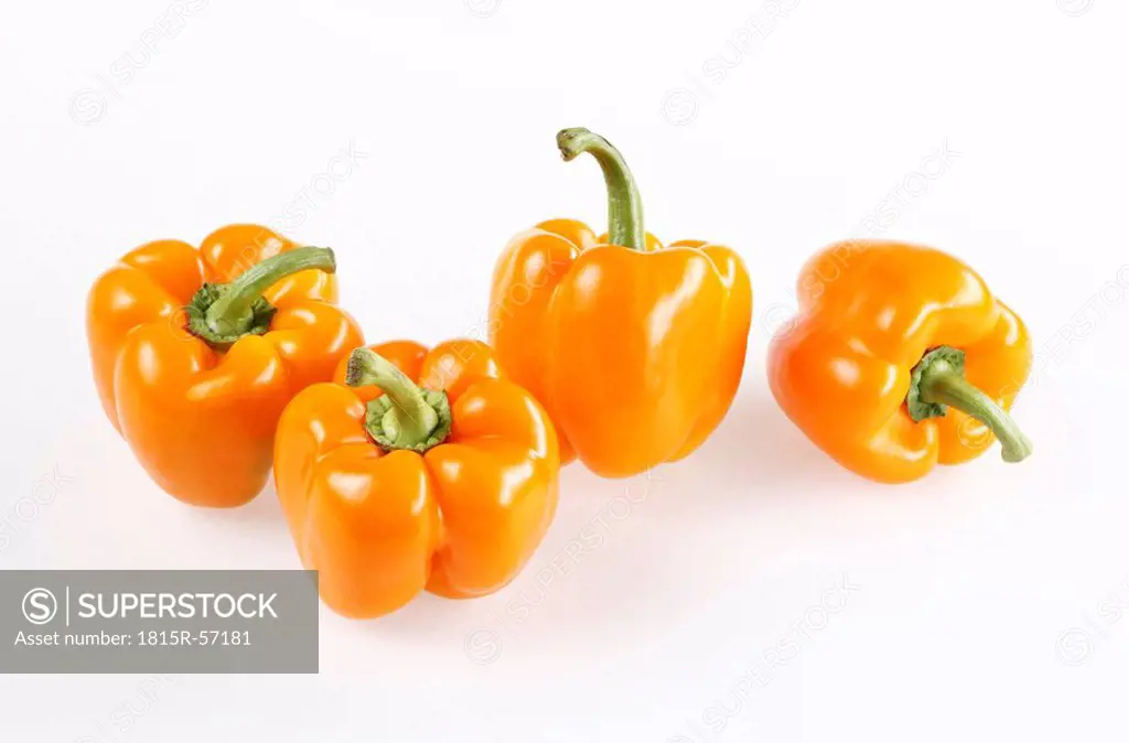 Orange peppers, elevated view