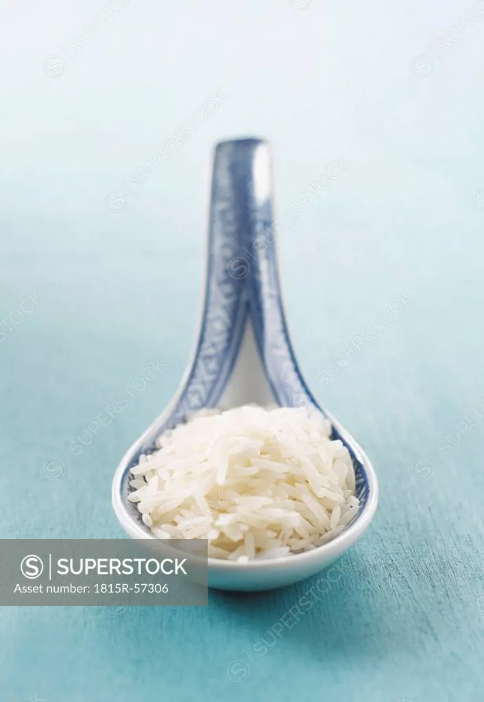 Cooked rice on chinese spoon