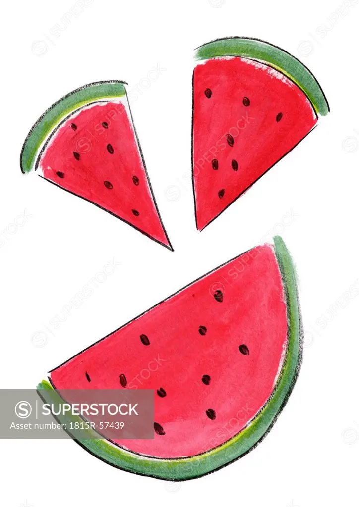 Illustration, Water melon, three pieces