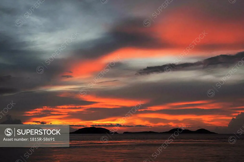 Asia, Indonesia, Sunset over Komodo Island.