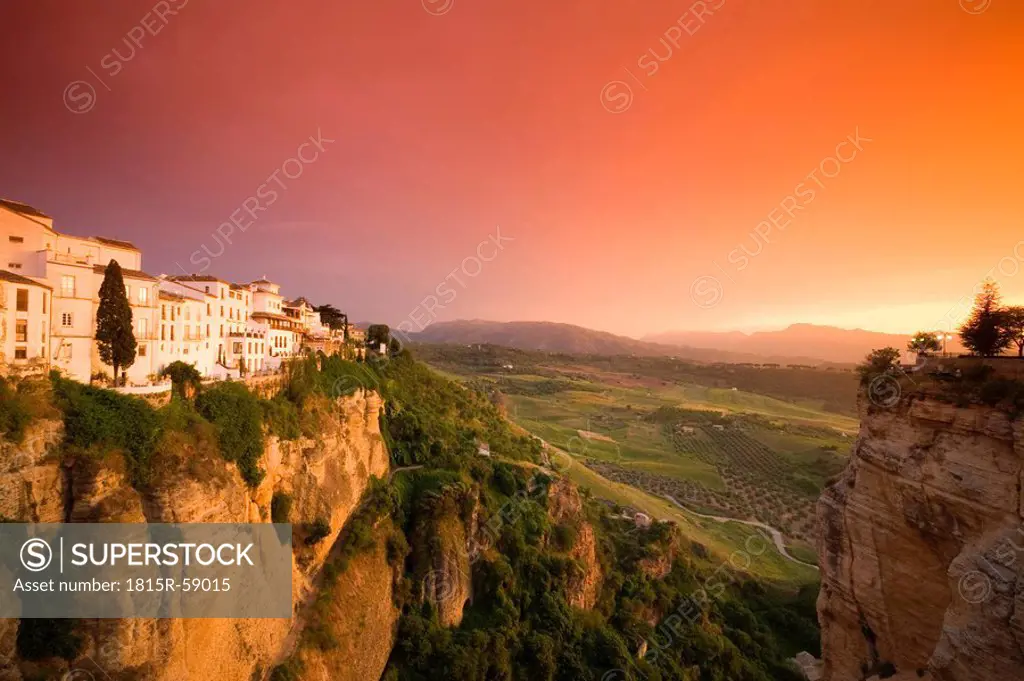 Spain, Andalusia, Ronda with afterglow