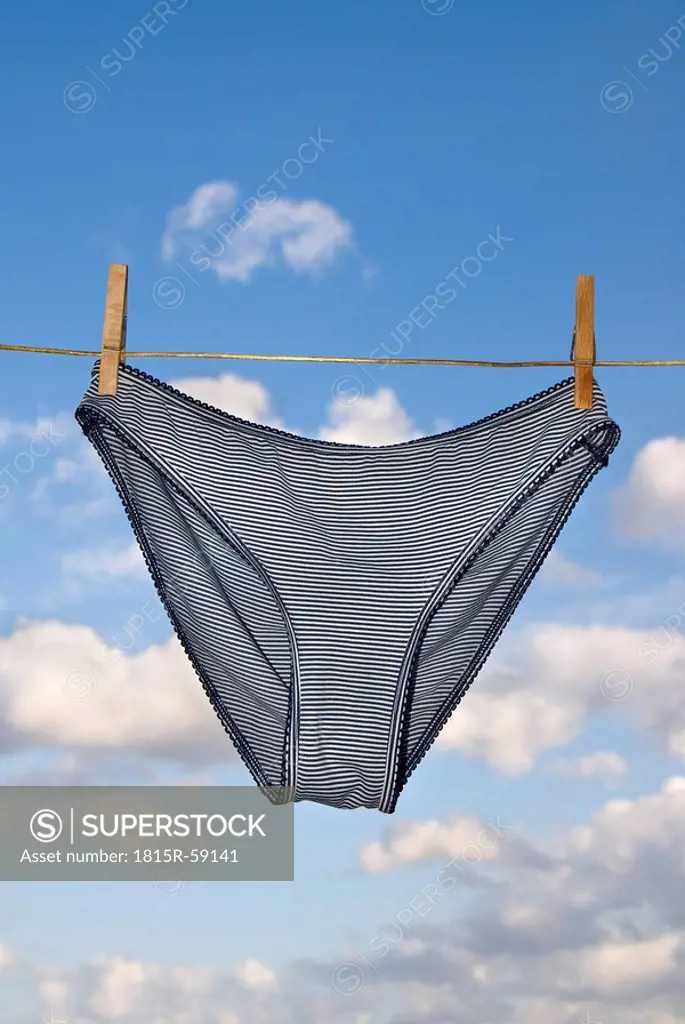 Underpants hanging on clothesline