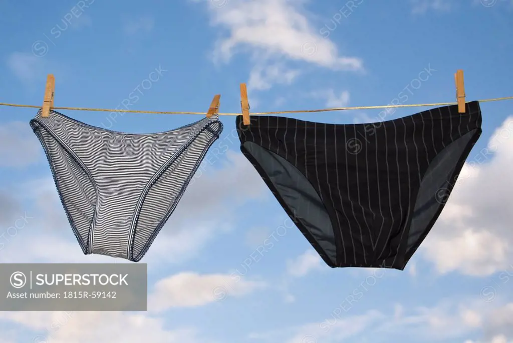 Underwear pegged on clothesline