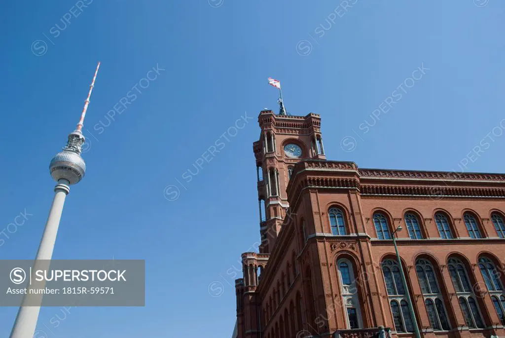 Germany, Berlin, Television Tower and Town Hall