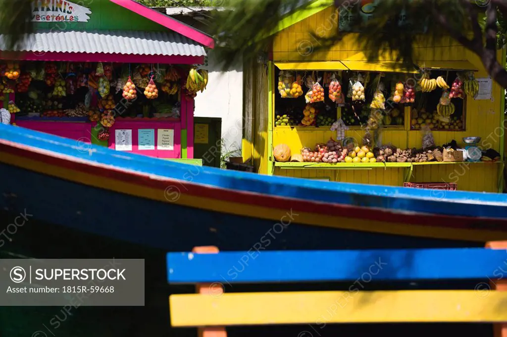 St Vincent, Grenadines, Caribbean, Clifton, Fruits at a market stall