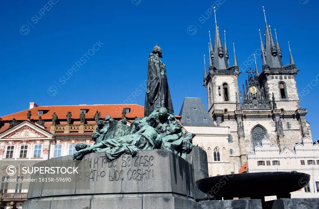 Czech Republic, Prague, Church of Our Lady before Tyn, Memorial in foreground