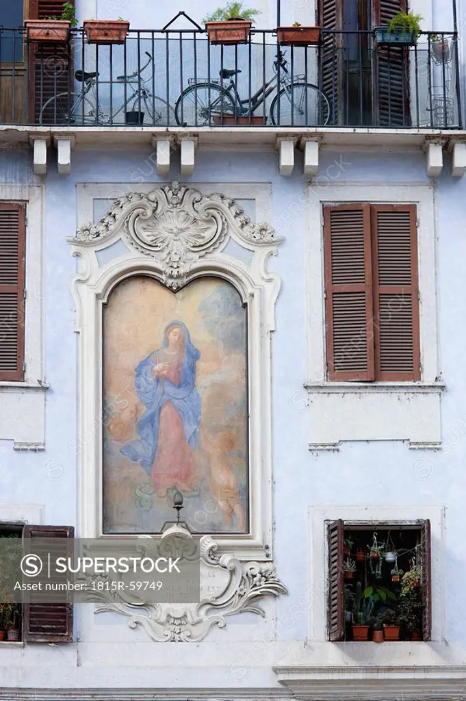 Italy, Rome, House wall, Fresco painting