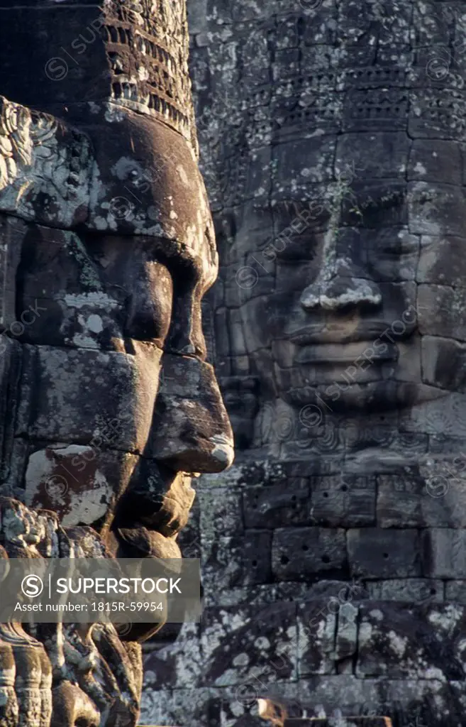 Cambodia, Siem Reap, Bayon Temple, Carved face