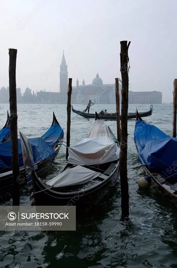 Italy, Venice, Gondola, San Giorgio Maggiore in background