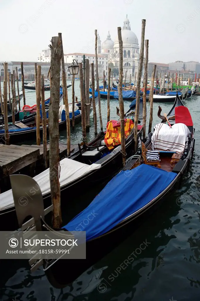 Italy, Venice, Gondola, Santa Maria della Salute in background