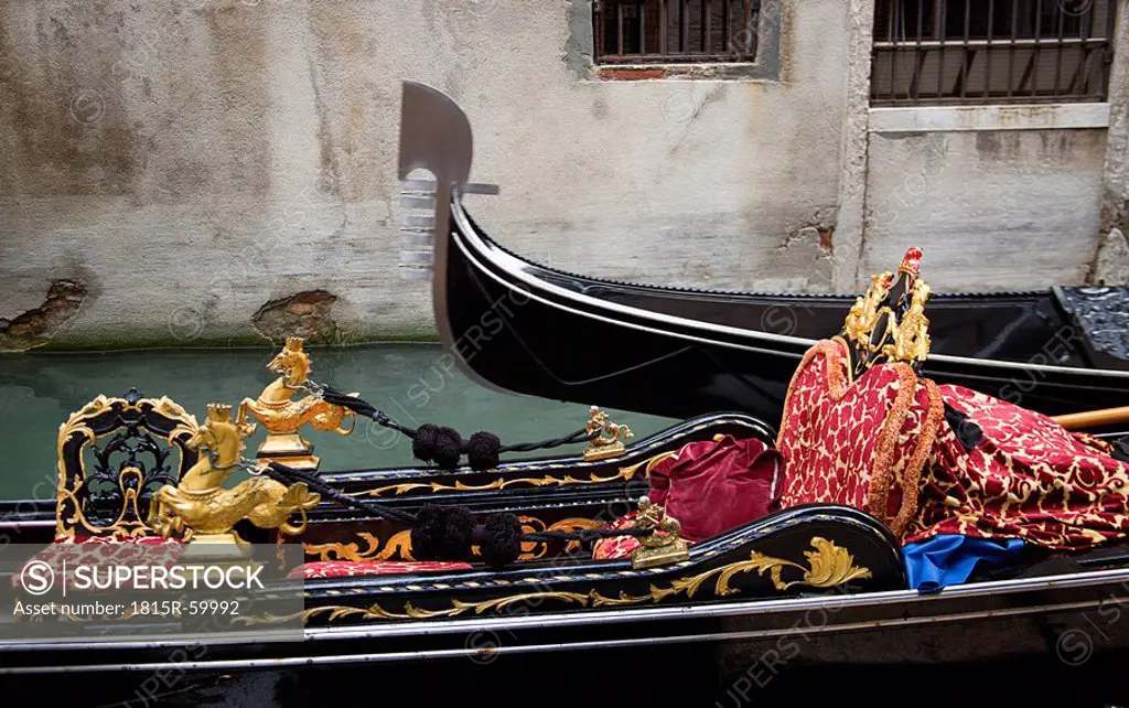 Italy, Venice, Gondola, sea horse decoration