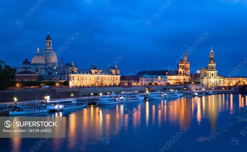 Germany, Saxony, Dresden skyline at night