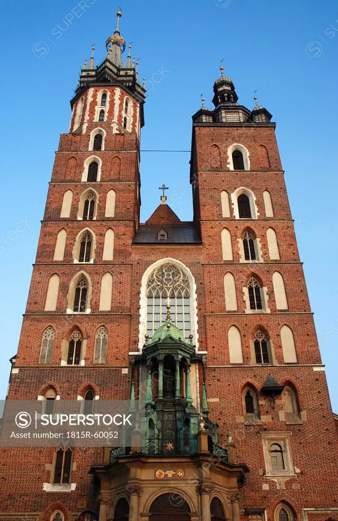 Poland, Cracow, St Marys church, low angle view