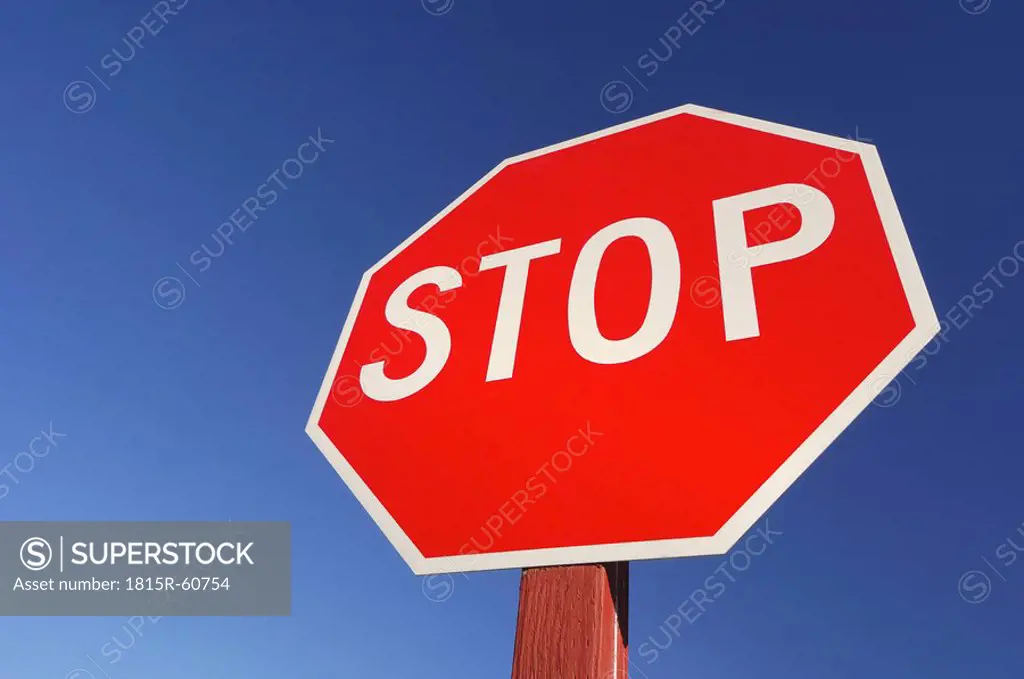 USA, Utah, Stop sign against blue sky, close_up
