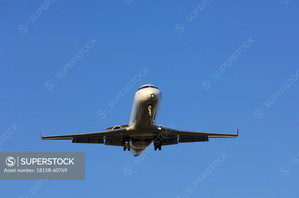Canada, Toronto, Airplane, approach for landing, low angle view