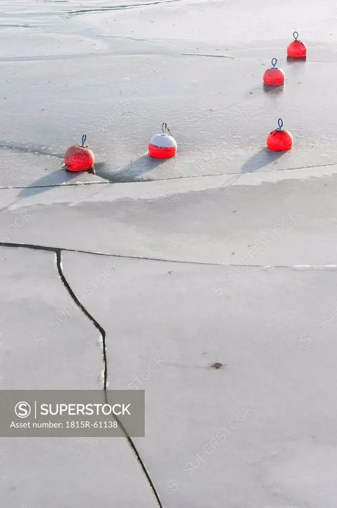 Germany, Baden Wí¼rttemberg, Hagnau, Frozen buoys