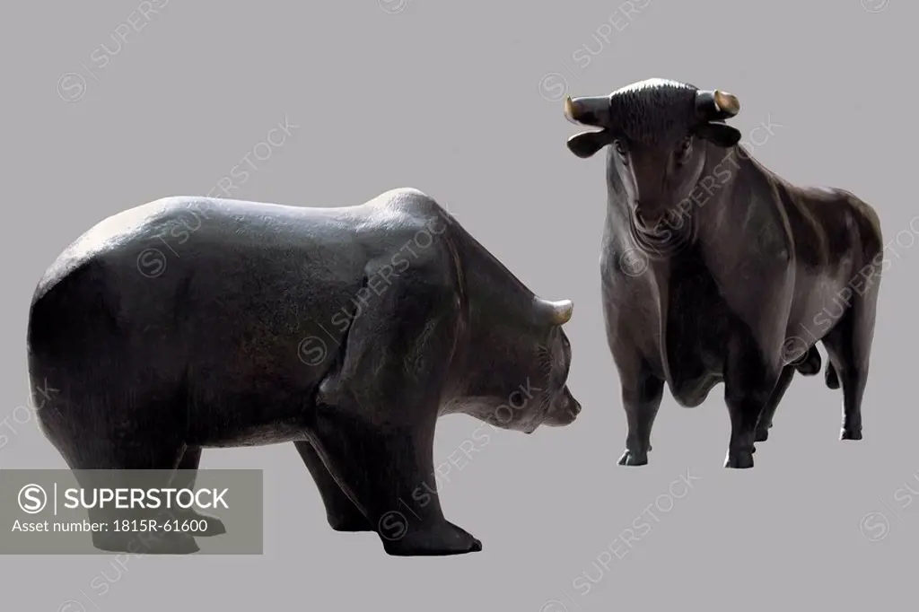 Bull and bear figurines, close_up