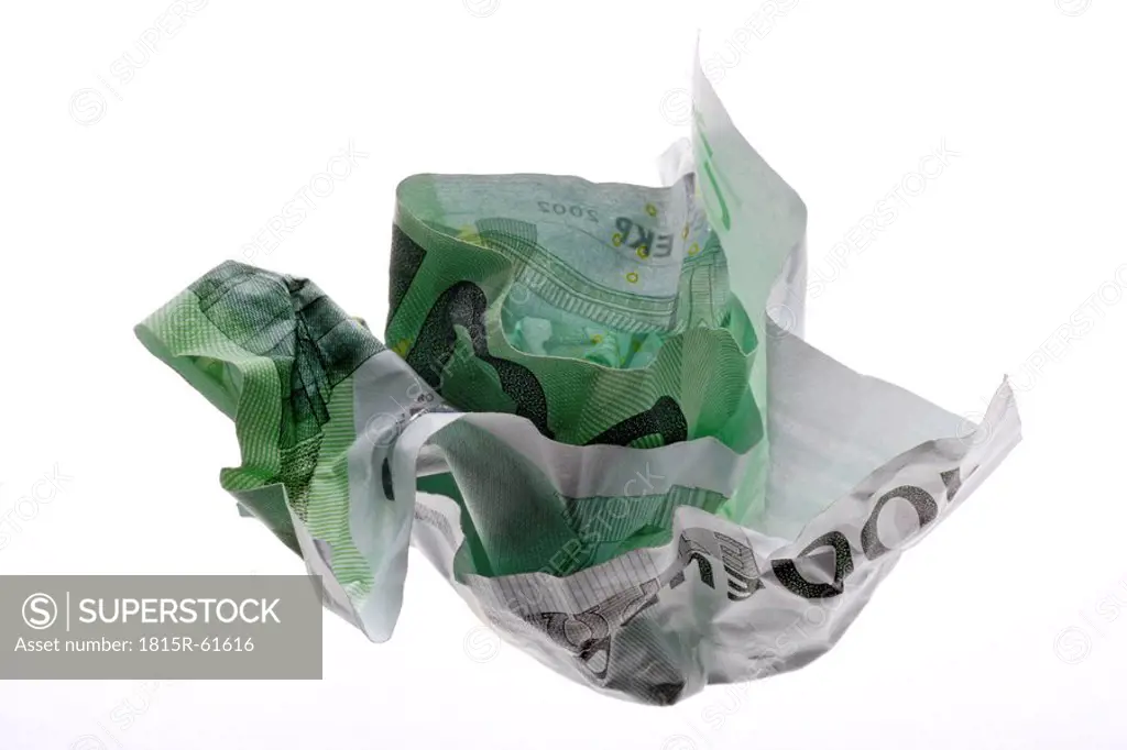 Crumpled 100 Euro bank note, close_up