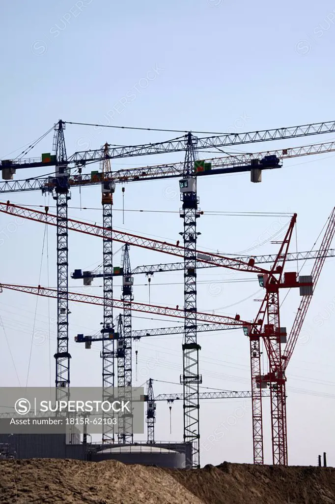 Germany, Hamburg, Construction Cranes