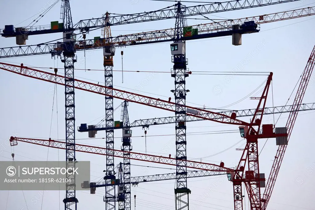 Germany, Hamburg, Construction Cranes