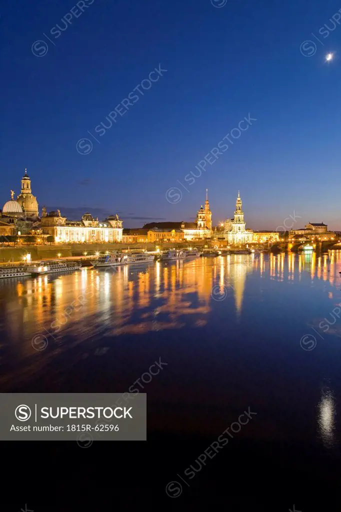 Germany, Dresden, Skyline at night