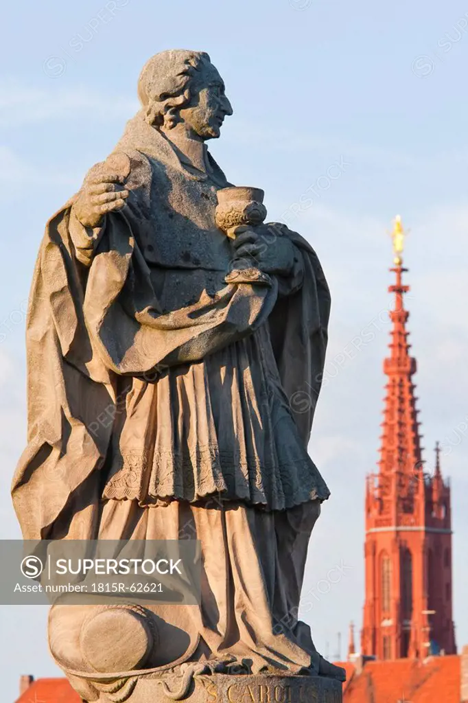 Germany, Franconia, W¸rzburg, Saint statues on main bridge, close_up