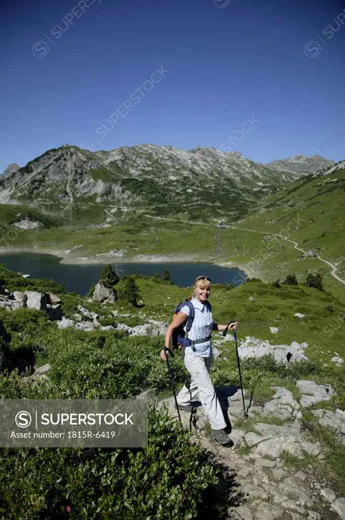 Woman hiking in austrian alps