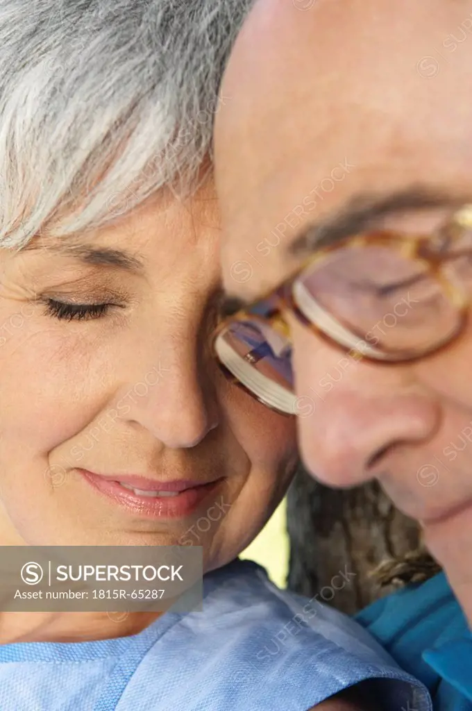 Senior couple, eyes closed, portrait, close_up