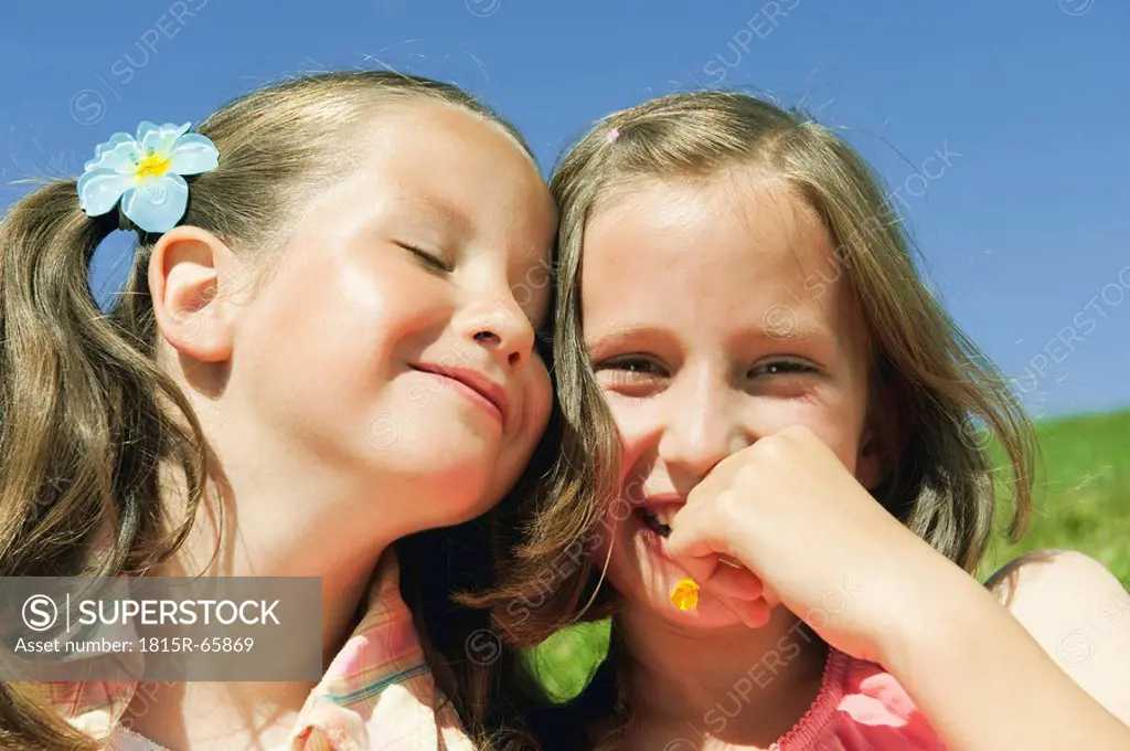 Italy, South Tyrol, Two girls 6_7 10_11 portrait, close_up