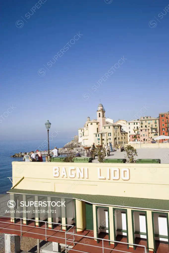 Italy, Liguria, Camogli, Beach bar