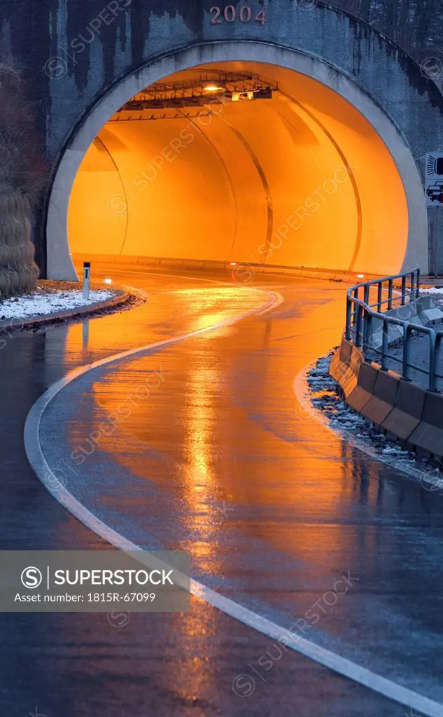 Austria, Salzkammergut, Mondsee, Illuminated tunnel