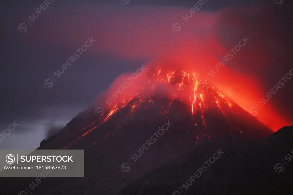 Montserrat, Caribbean, Soufriere hills volcano erupting