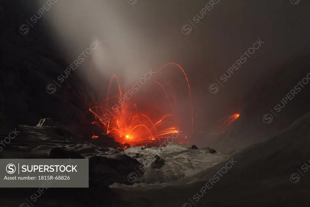 Indonesia, Halmahera, Dokono volcano erupting