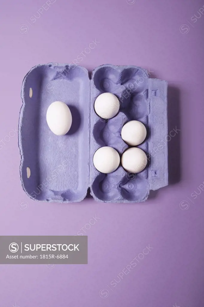 Eggs in box, elevated view