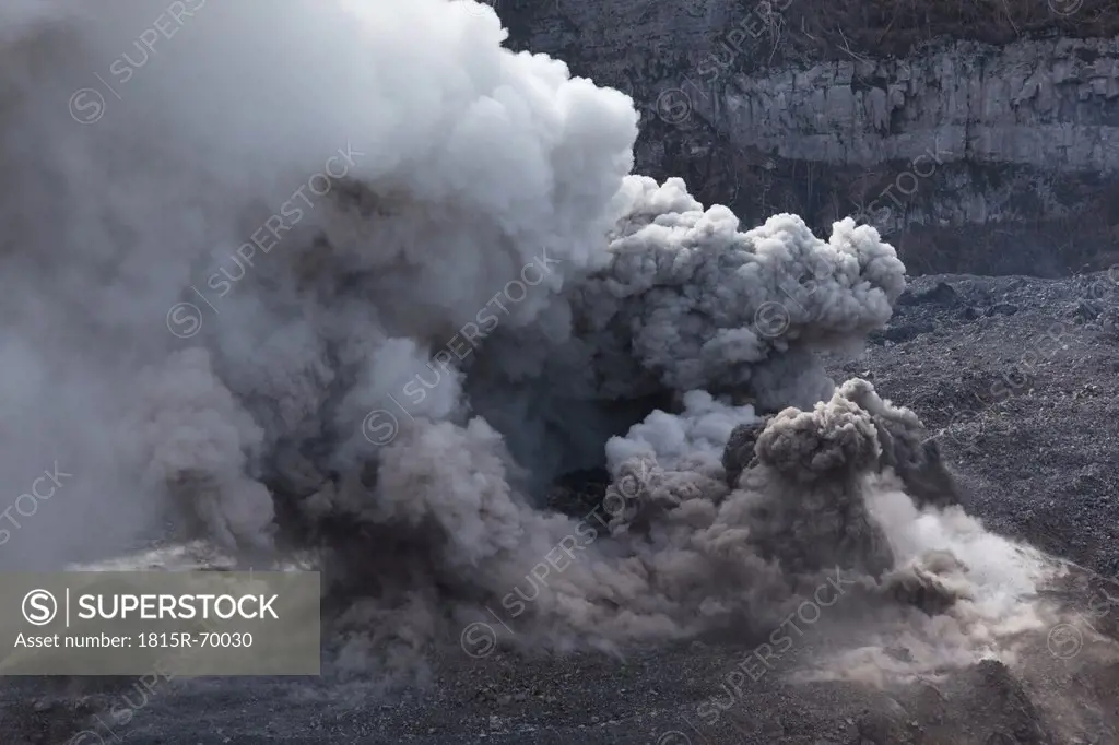 Indonesia, Halmahera, Ibu volcano erupting