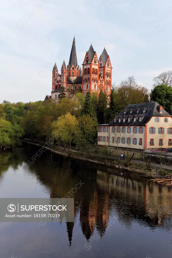 Germany, Hesse, Limburg Cathedral with background people