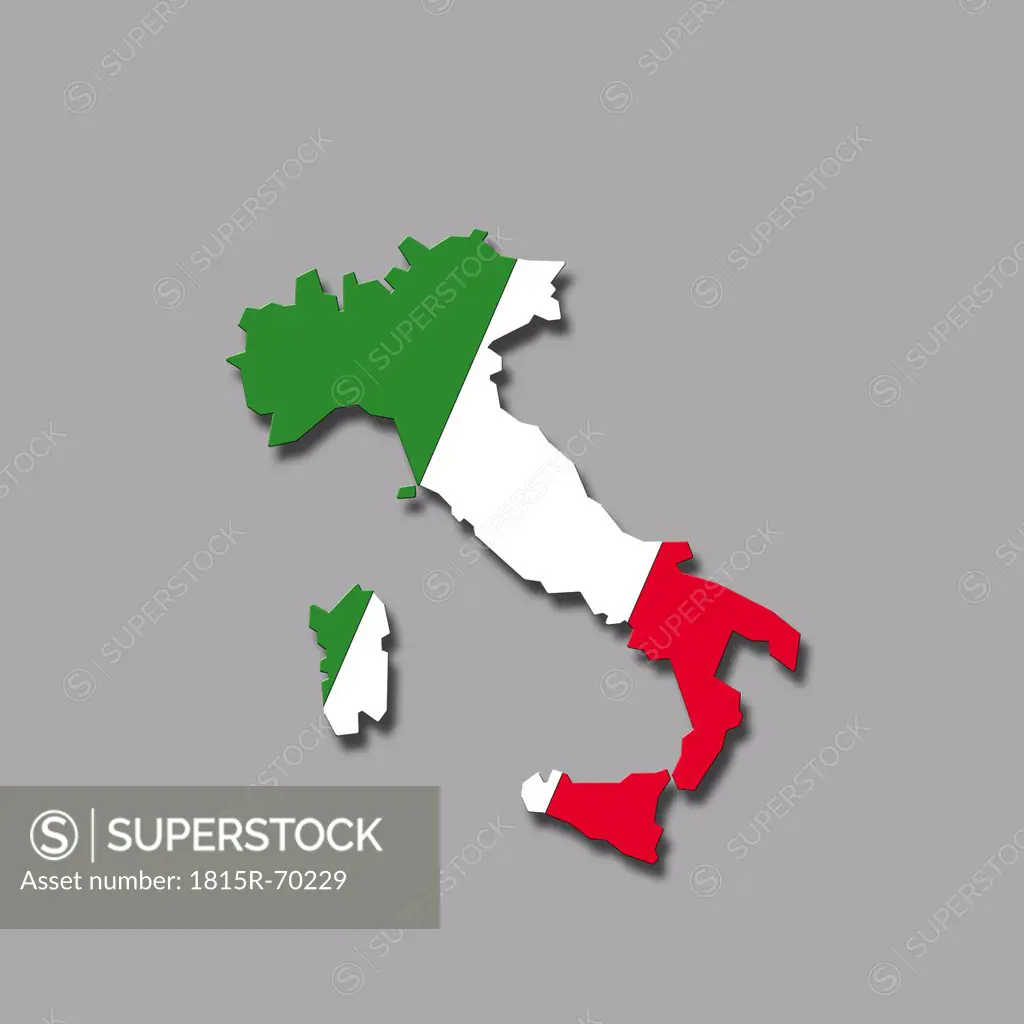 Contour and flag of Italy